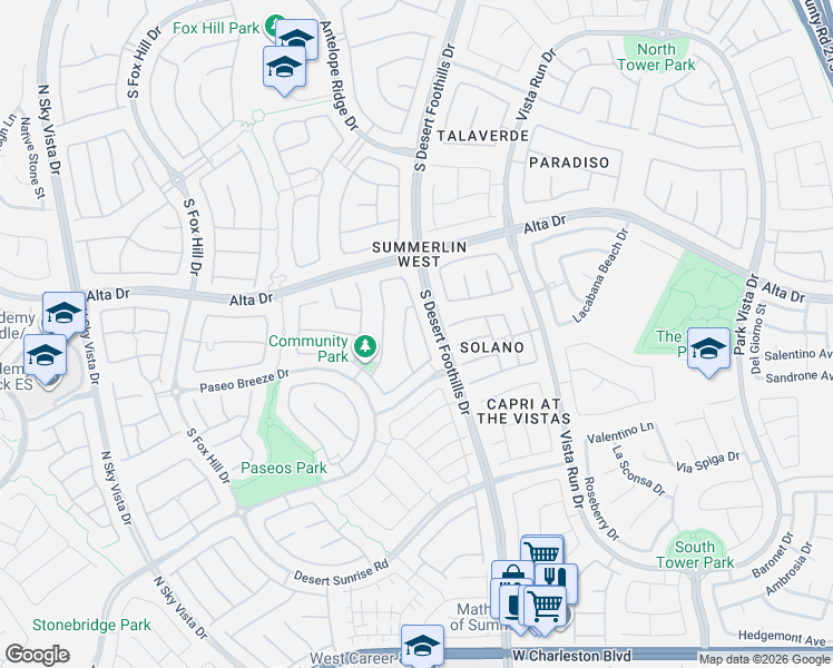 map of restaurants, bars, coffee shops, grocery stores, and more near 533 Wandering Violets Way in Las Vegas
