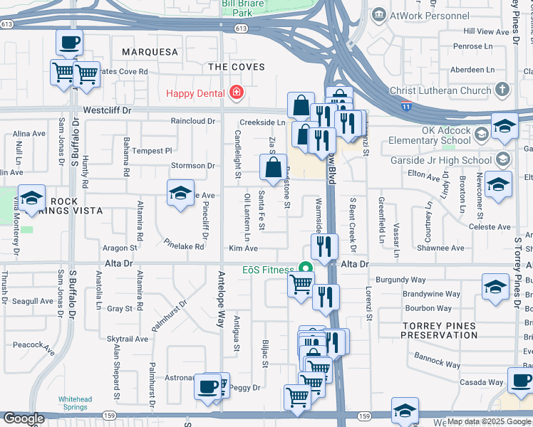 map of restaurants, bars, coffee shops, grocery stores, and more near 6908 Country Court in Las Vegas