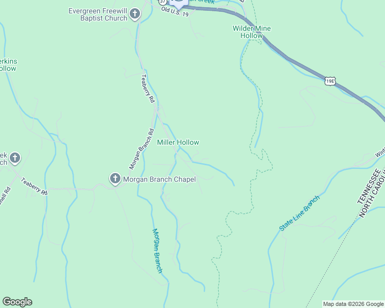 map of restaurants, bars, coffee shops, grocery stores, and more near 107 Luke Winters Rd in Roan Mountain