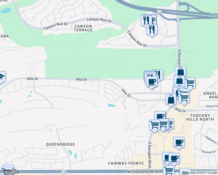 map of restaurants, bars, coffee shops, grocery stores, and more near 9228 Whitekirk Place in Las Vegas