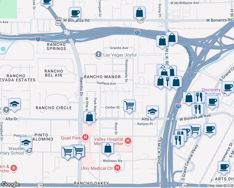 map of restaurants, bars, coffee shops, grocery stores, and more near 249 Vertigo Tulip Court in Las Vegas