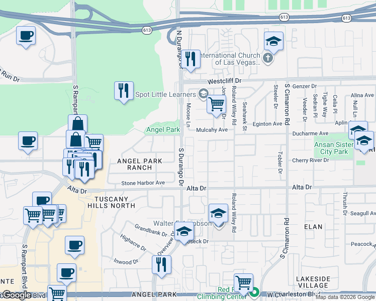 map of restaurants, bars, coffee shops, grocery stores, and more near 308 Vista Glen Street in Las Vegas