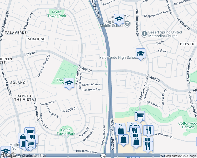 map of restaurants, bars, coffee shops, grocery stores, and more near 580 Siciliano Street in Las Vegas