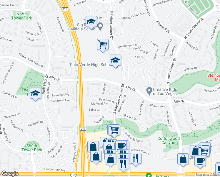 map of restaurants, bars, coffee shops, grocery stores, and more near 538 Los Hermanos Street in Las Vegas