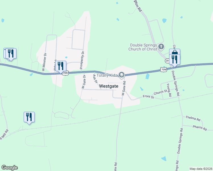 map of restaurants, bars, coffee shops, grocery stores, and more near 344 Ash Drive in Baxter