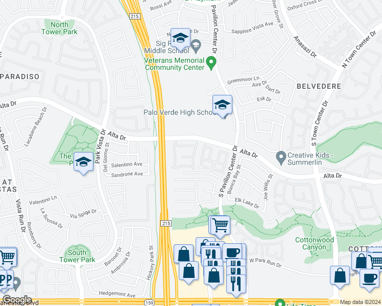 map of restaurants, bars, coffee shops, grocery stores, and more near 547 Poplar Leaf Street in Las Vegas