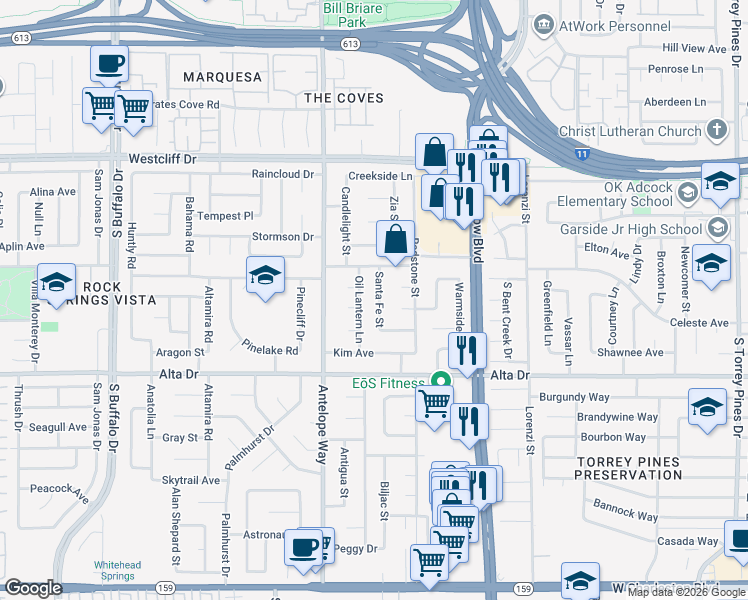 map of restaurants, bars, coffee shops, grocery stores, and more near 6908 Country Court in Las Vegas