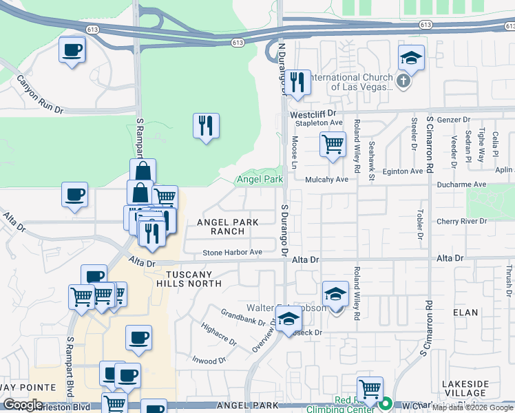 map of restaurants, bars, coffee shops, grocery stores, and more near 312 Torrey Point Court in Las Vegas
