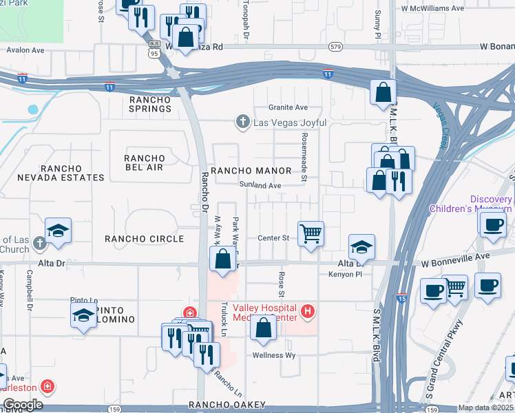 map of restaurants, bars, coffee shops, grocery stores, and more near 2019 Suzy Nagle Avenue in Las Vegas
