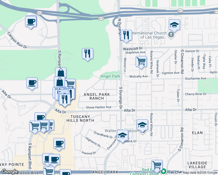 map of restaurants, bars, coffee shops, grocery stores, and more near 312 Torrey Point Court in Las Vegas