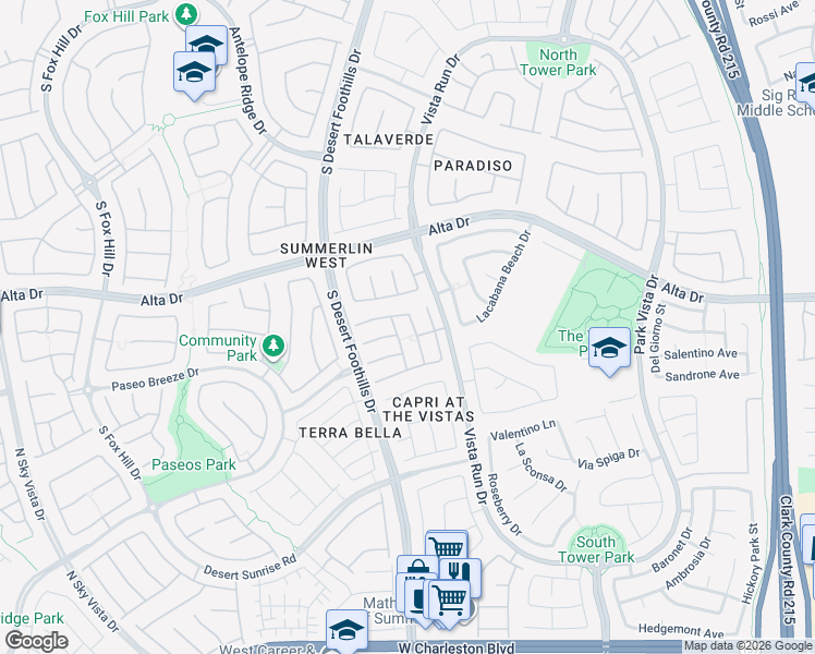 map of restaurants, bars, coffee shops, grocery stores, and more near 557 El Loro Street in Las Vegas