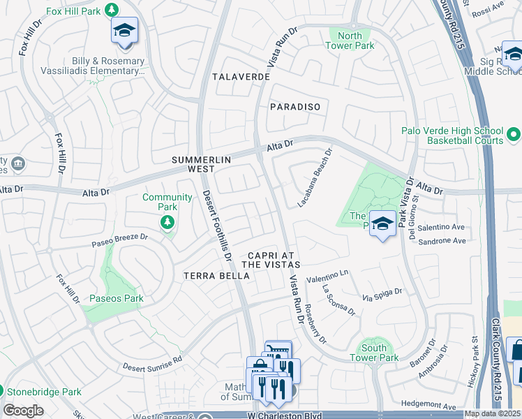 map of restaurants, bars, coffee shops, grocery stores, and more near 564 Tecate Valley Street in Las Vegas