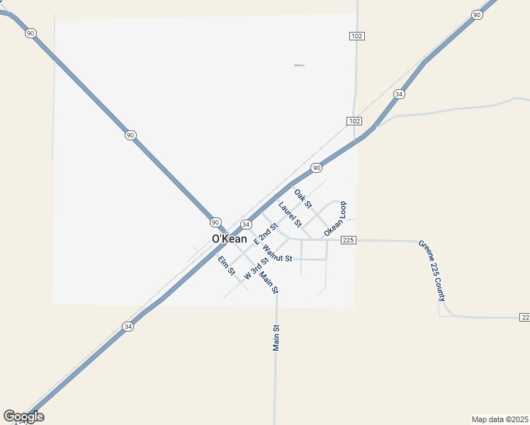 map of restaurants, bars, coffee shops, grocery stores, and more near 2323 Arkansas 34 in O'Kean