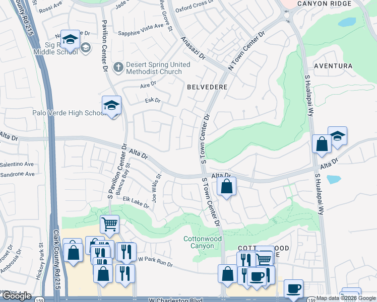 map of restaurants, bars, coffee shops, grocery stores, and more near 401 Pine Haven Street in Las Vegas