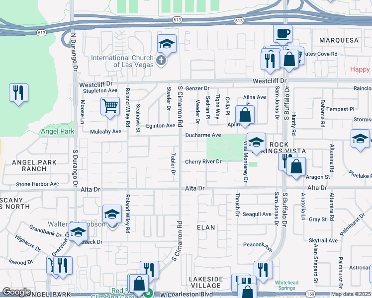 map of restaurants, bars, coffee shops, grocery stores, and more near 8024 Celebreeze Court in Las Vegas