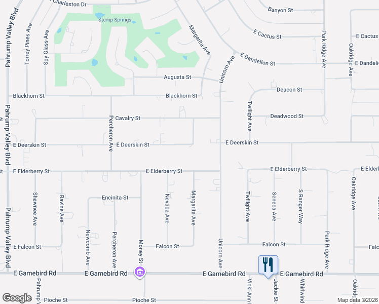 map of restaurants, bars, coffee shops, grocery stores, and more near 1861 East Deerskin Street in Pahrump