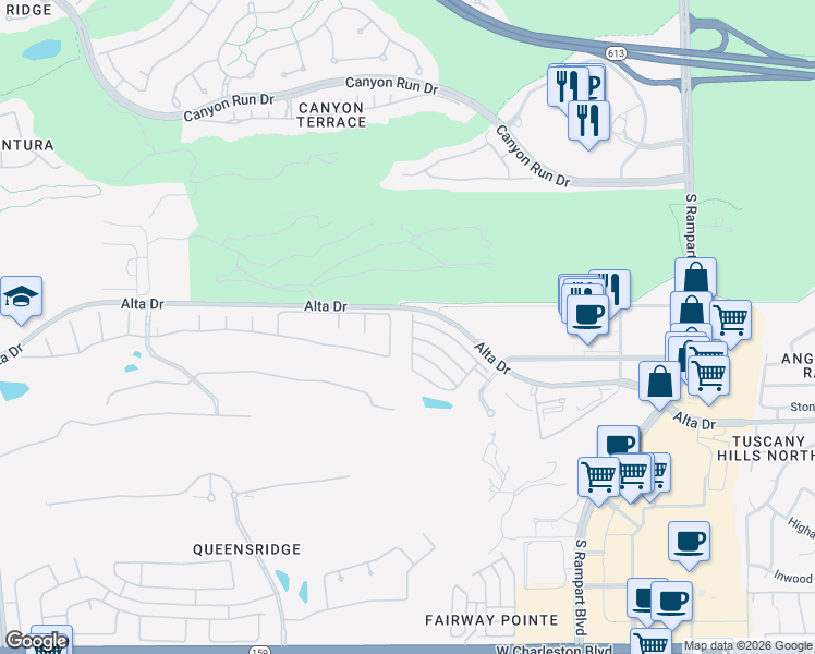 map of restaurants, bars, coffee shops, grocery stores, and more near 9244 Worsley Park Place in Las Vegas
