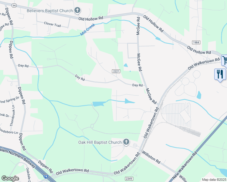 map of restaurants, bars, coffee shops, grocery stores, and more near 5540 Sherene Ln in Walkertown