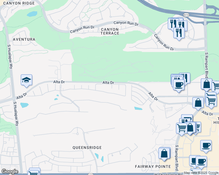 map of restaurants, bars, coffee shops, grocery stores, and more near 305 Prince Charming Court in Las Vegas