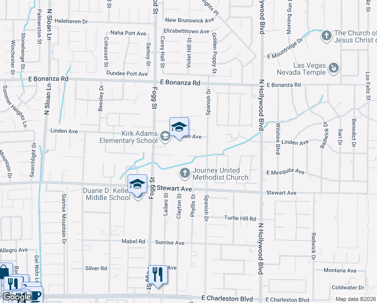 map of restaurants, bars, coffee shops, grocery stores, and more near 6440 Spanish Garden Court in Las Vegas
