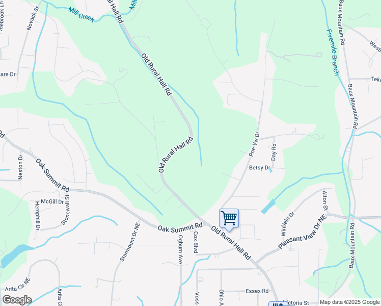 map of restaurants, bars, coffee shops, grocery stores, and more near 5529 Old Rural Hall Road in Winston-Salem