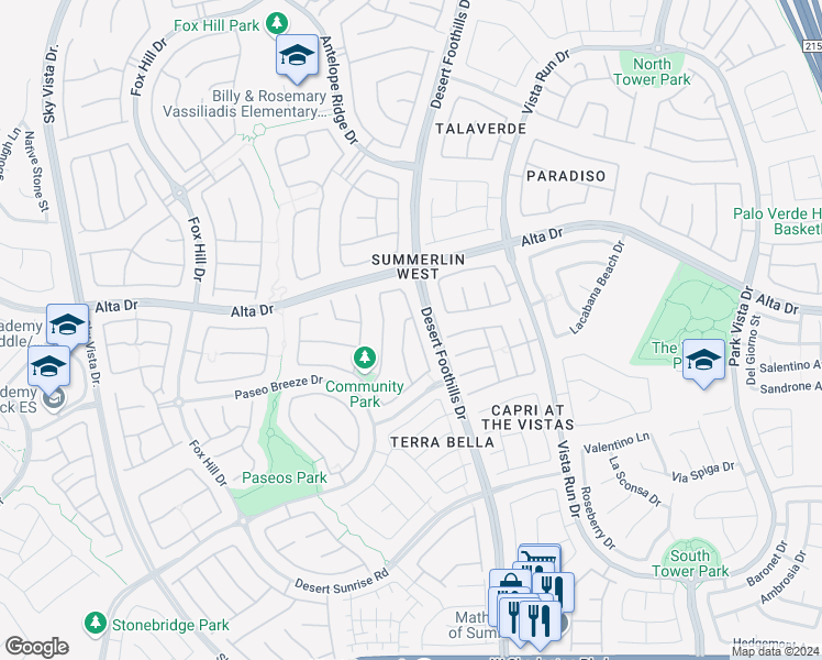 map of restaurants, bars, coffee shops, grocery stores, and more near 545 Ivy Spring Street in Las Vegas