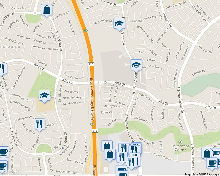 map of restaurants, bars, coffee shops, grocery stores, and more near 531 Poplar Leaf Street in Las Vegas