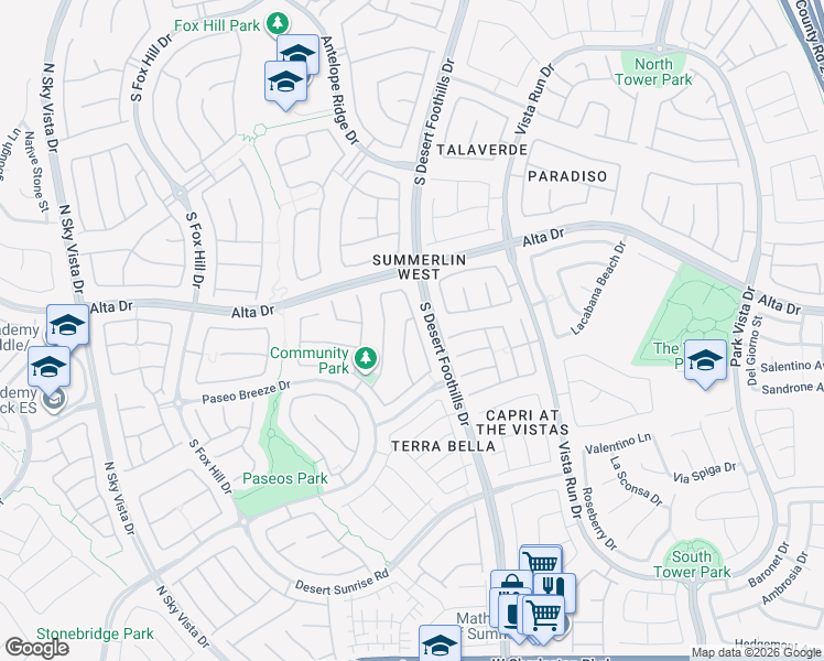 map of restaurants, bars, coffee shops, grocery stores, and more near 533 Wandering Violets Way in Las Vegas