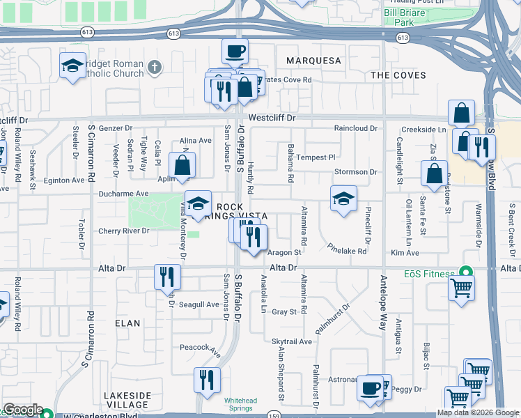 map of restaurants, bars, coffee shops, grocery stores, and more near 7504 Barkentine Street in Las Vegas