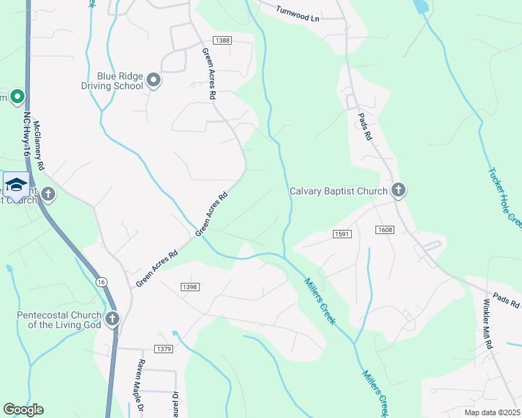 map of restaurants, bars, coffee shops, grocery stores, and more near 300 Lexi Drive in Millers Creek