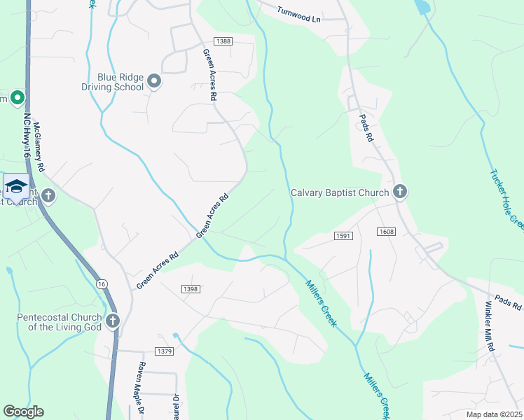 map of restaurants, bars, coffee shops, grocery stores, and more near 300 Lexi Drive in Millers Creek