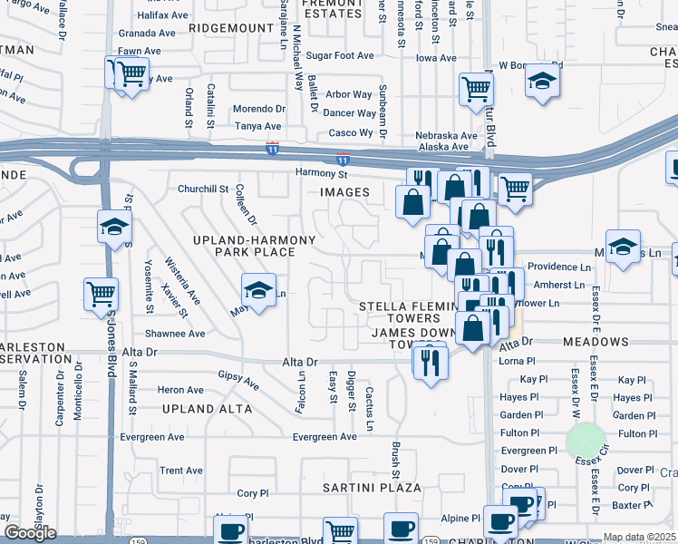 map of restaurants, bars, coffee shops, grocery stores, and more near 344 Wild Plum Lane in Las Vegas