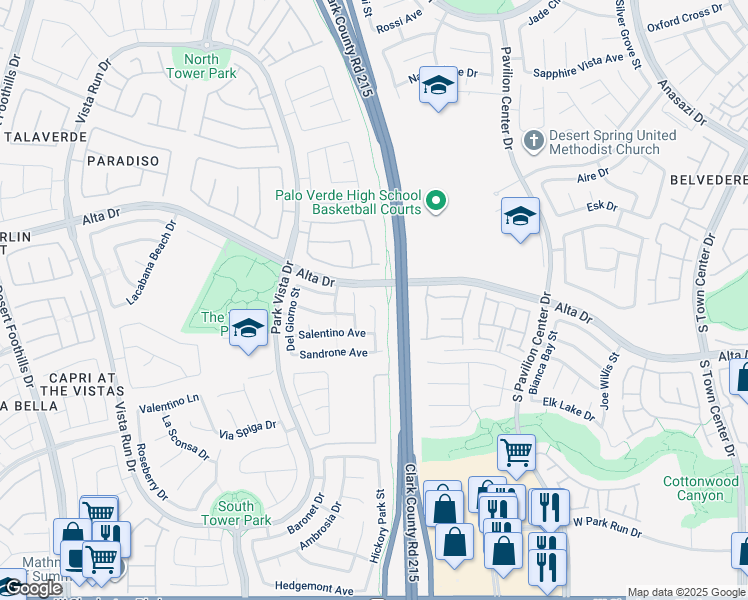 map of restaurants, bars, coffee shops, grocery stores, and more near 580 Doletto Street in Las Vegas