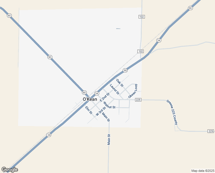 map of restaurants, bars, coffee shops, grocery stores, and more near 2323 Arkansas 34 in O'Kean