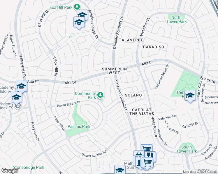 map of restaurants, bars, coffee shops, grocery stores, and more near 533 Wandering Violets Way in Las Vegas