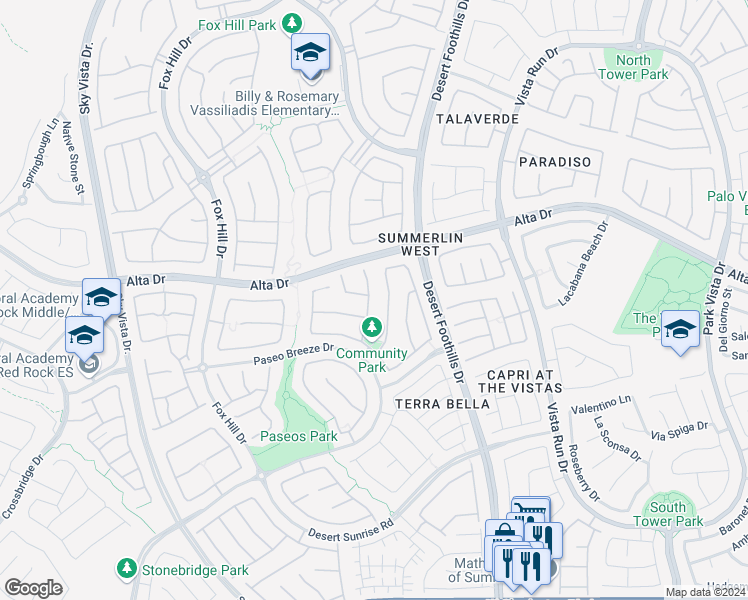 map of restaurants, bars, coffee shops, grocery stores, and more near 536 Puenta Del Rey Street in Las Vegas