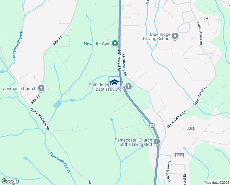 map of restaurants, bars, coffee shops, grocery stores, and more near 1677 North Carolina 16 in Wilkesboro
