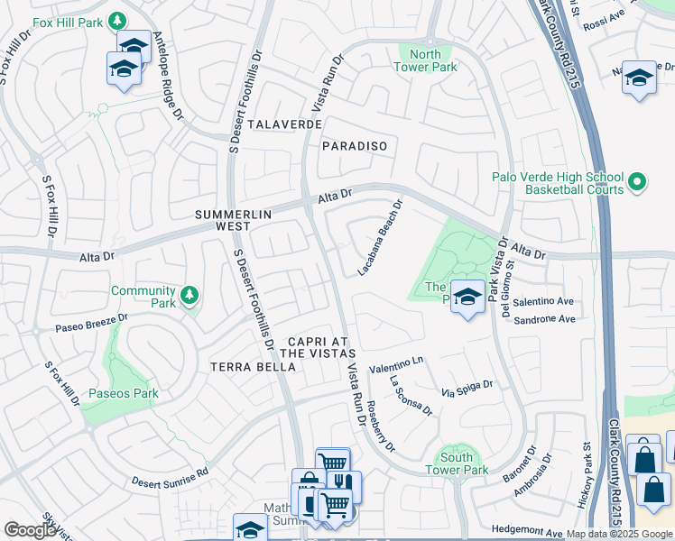 map of restaurants, bars, coffee shops, grocery stores, and more near 585 Caribbean Palm Drive in Las Vegas