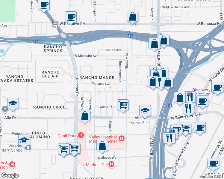 map of restaurants, bars, coffee shops, grocery stores, and more near 249 Vertigo Tulip Court in Las Vegas