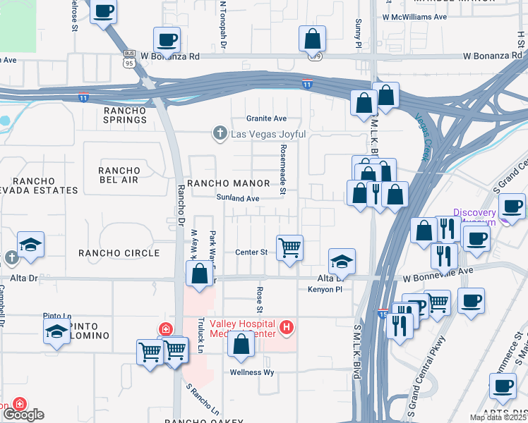 map of restaurants, bars, coffee shops, grocery stores, and more near 248 Crystal Rose Court in Las Vegas