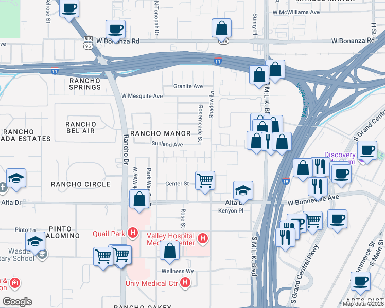 map of restaurants, bars, coffee shops, grocery stores, and more near 249 Vertigo Tulip Court in Las Vegas