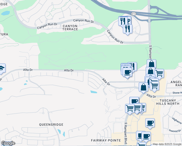 map of restaurants, bars, coffee shops, grocery stores, and more near 9244 Worsley Park Place in Las Vegas