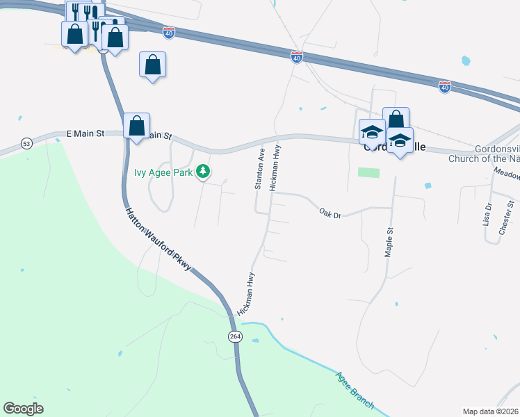 map of restaurants, bars, coffee shops, grocery stores, and more near 157 Stanton Ave in Gordonsville