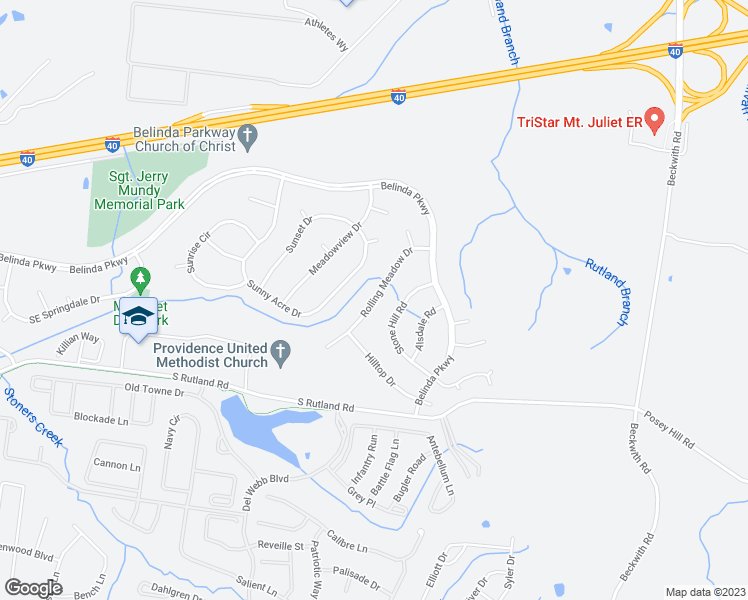 map of restaurants, bars, coffee shops, grocery stores, and more near 1014 Rolling Meadow Drive in Mount Juliet