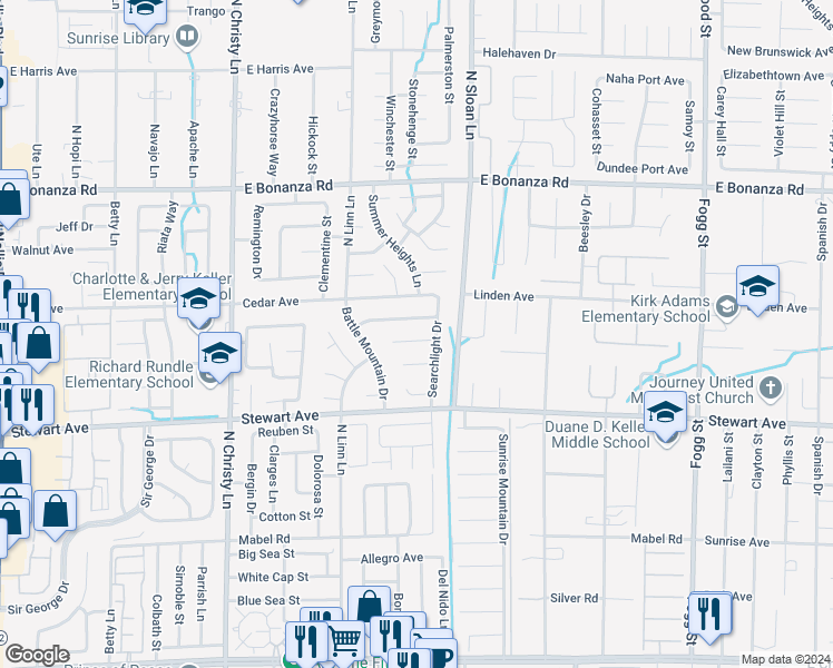 map of restaurants, bars, coffee shops, grocery stores, and more near 5836 Goodsprings Court in Las Vegas