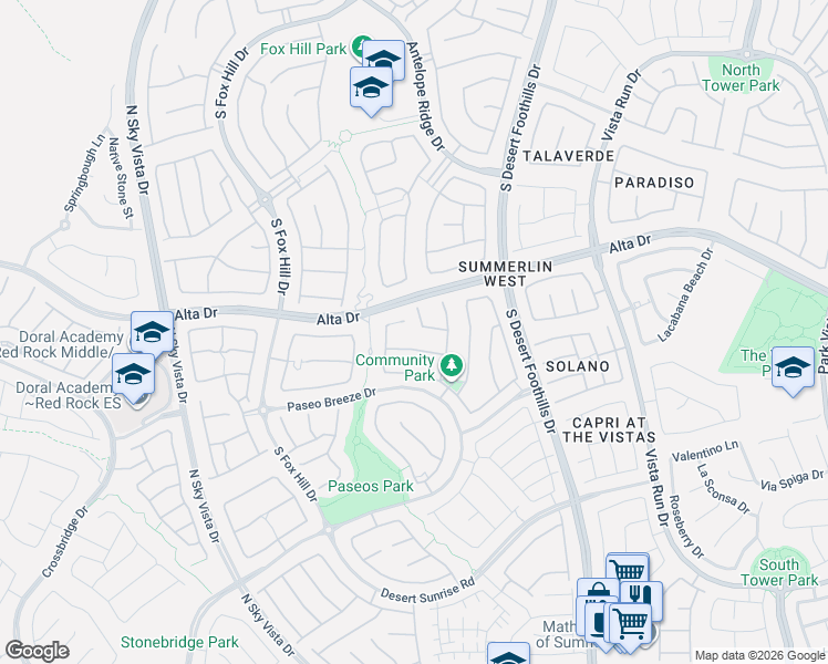 map of restaurants, bars, coffee shops, grocery stores, and more near 525 Cabrera Court in Las Vegas