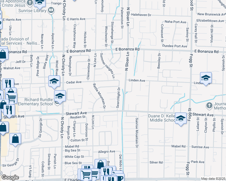 map of restaurants, bars, coffee shops, grocery stores, and more near 5836 Goodsprings Court in Las Vegas