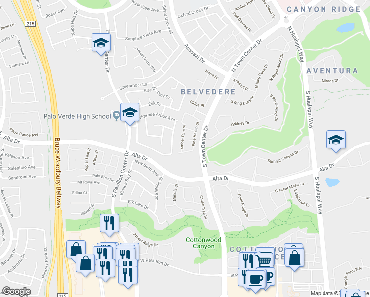 map of restaurants, bars, coffee shops, grocery stores, and more near 401 Pine Haven Street in Las Vegas