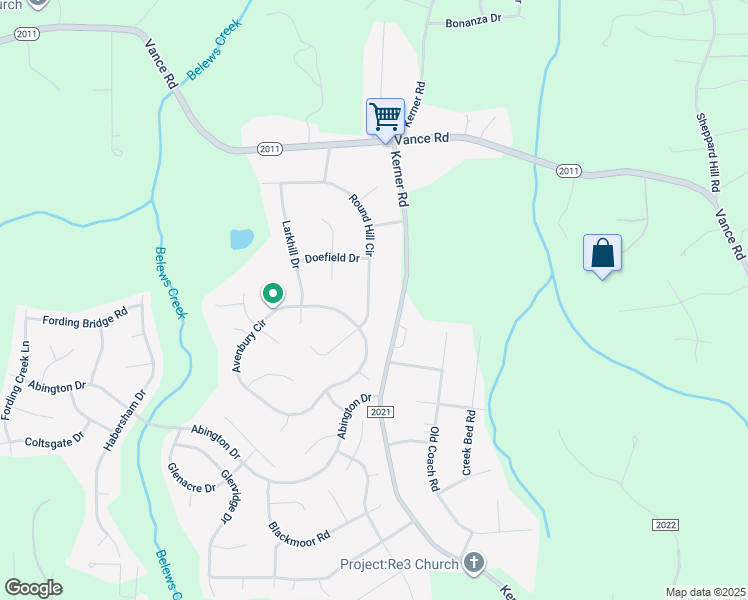 map of restaurants, bars, coffee shops, grocery stores, and more near 1657 Round Hill Circle in Kernersville
