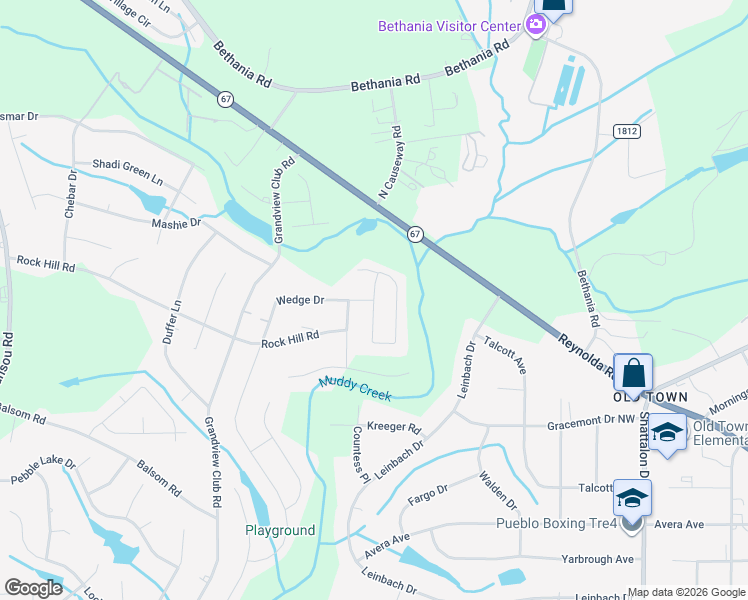 map of restaurants, bars, coffee shops, grocery stores, and more near Olivine Lane in Winston-Salem